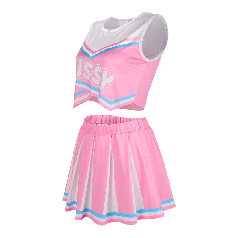 LittleForBigユニセックス クロップトップとスカート2点セット【応援シシー】 袖なしトップス 不規則の裾のライン MUT262P