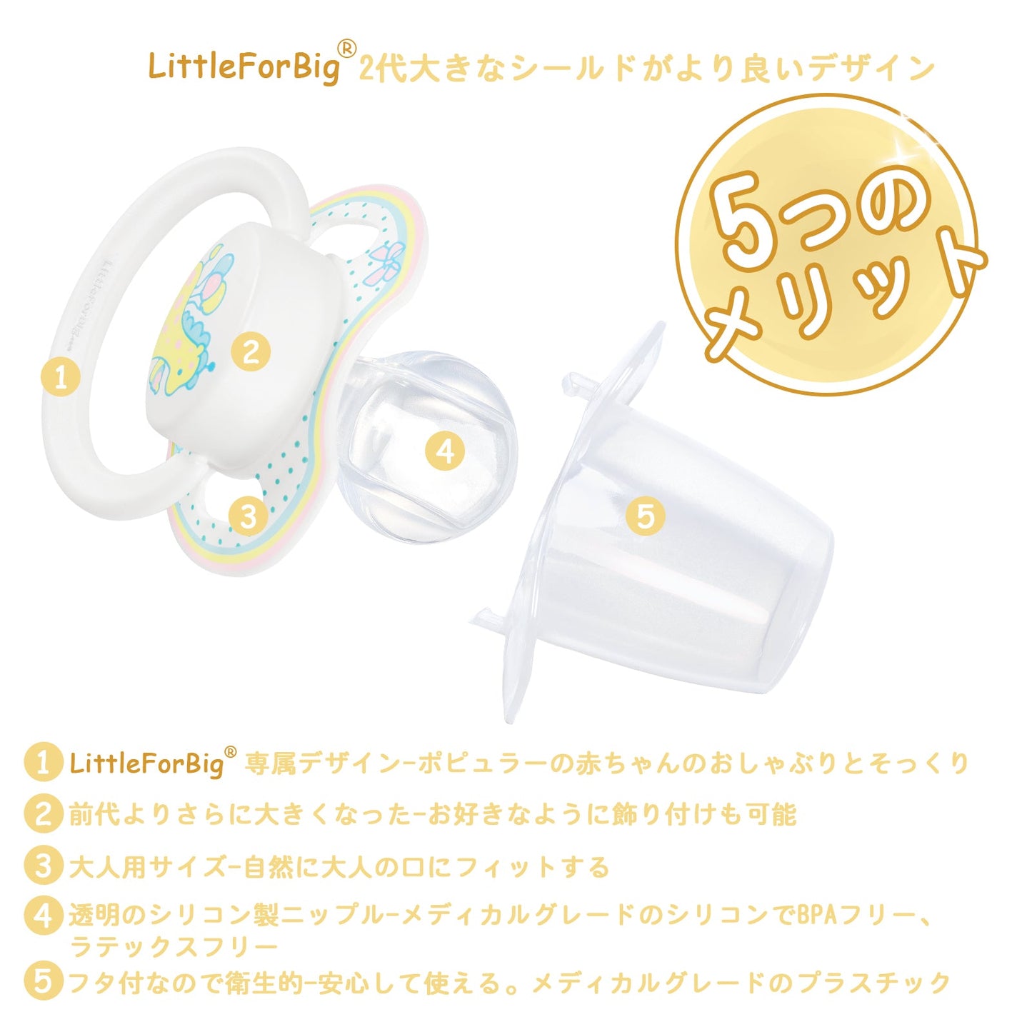 LittleForBig大人用おしゃぶり 新型2代 防塵カバー付 ベビーパレード 3点セット P88-TS304