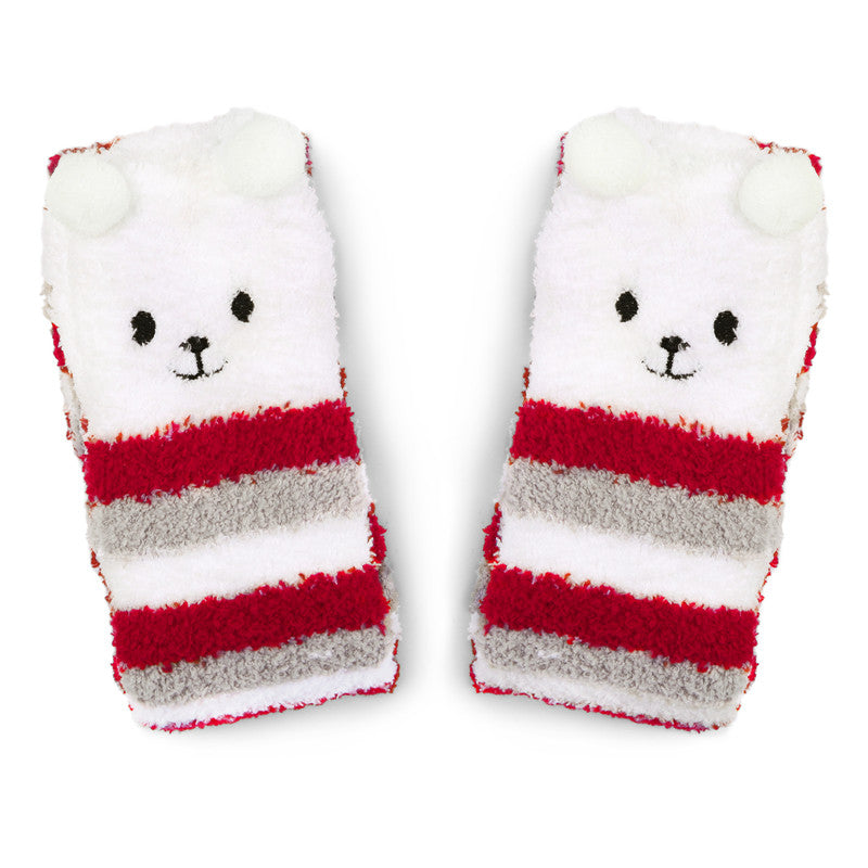 LittleForBig 長靴下 ストライプ長靴下 可愛い動物柄【襟巻き&クリスマス熊ちゃん】 2足セット SL01-S214