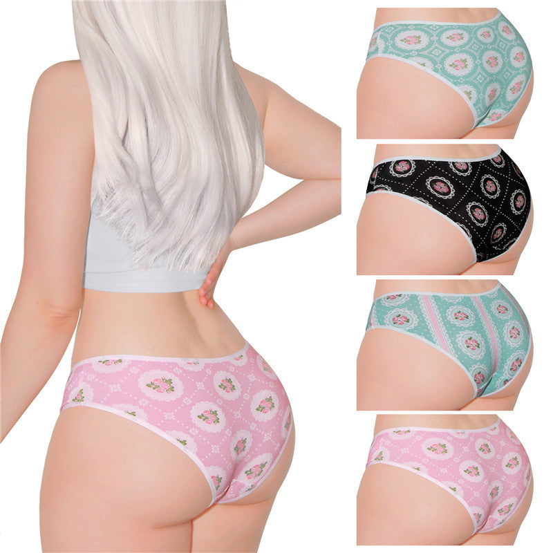 LittleForBig女子綿パンティー【レトロ薔薇】レディース下着 4枚セットUP211-S401