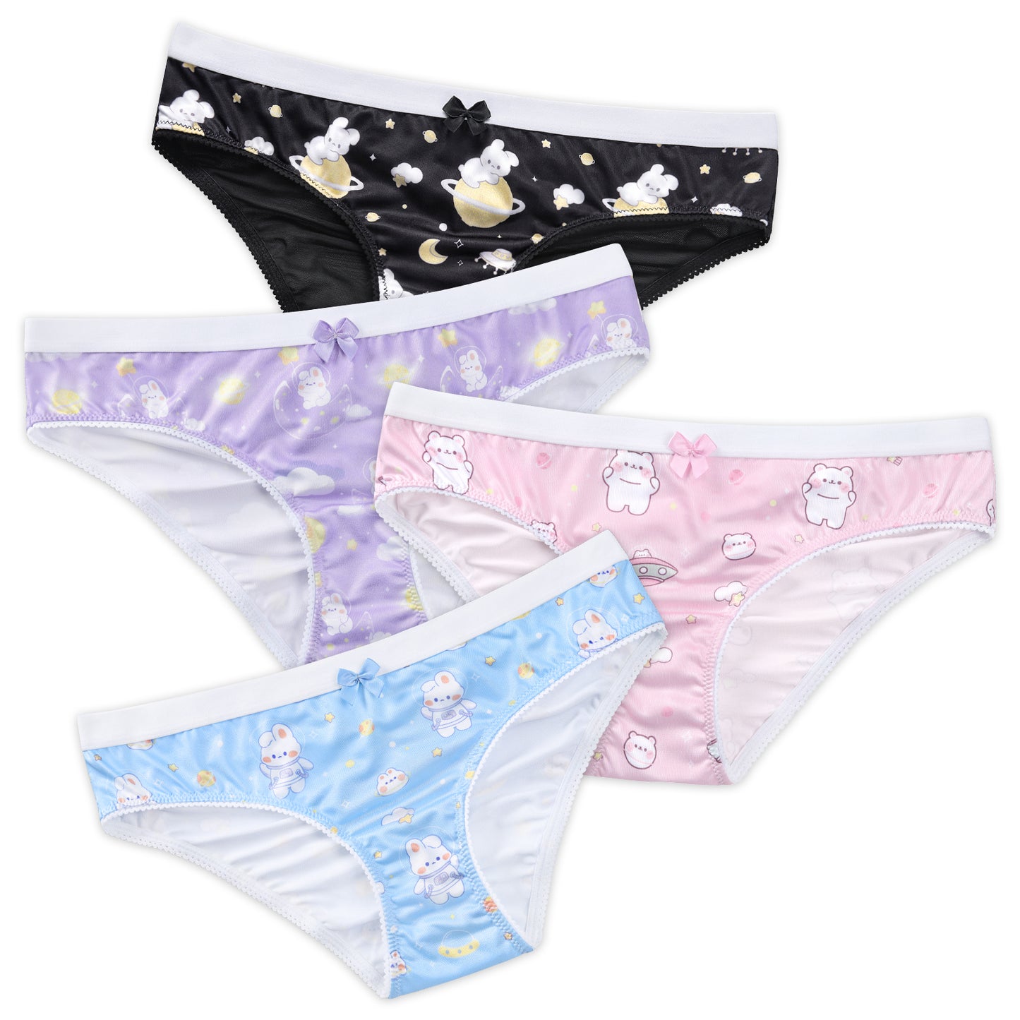 LittleForBig 女子アンダーウェア【マボロシ銀河】 スベスベシルキー触感 4枚セットUP219