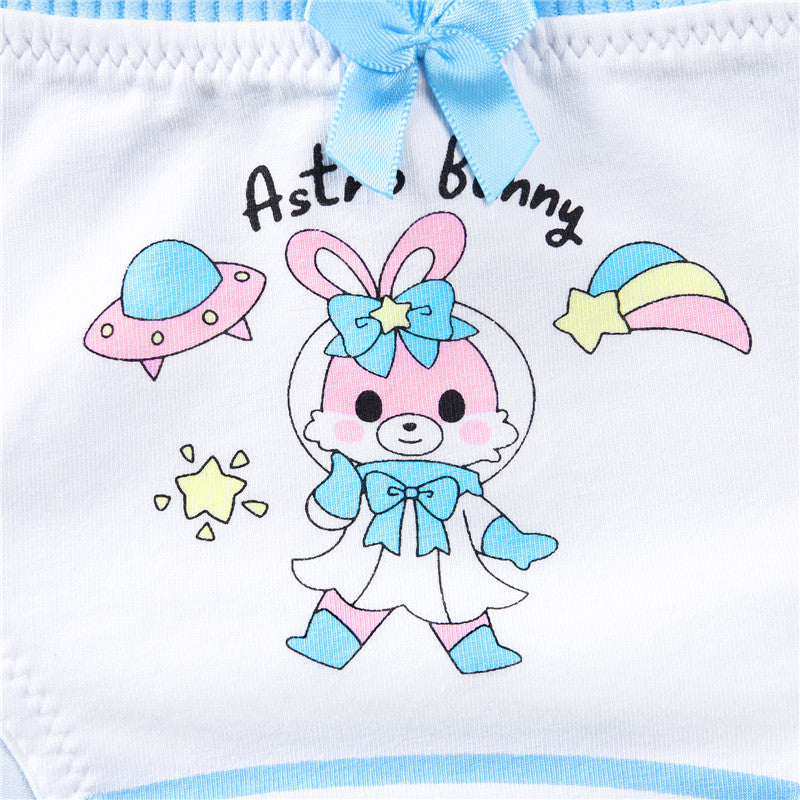 LittleForBig女子綿パンティー【ベビー宇宙員】蝶結び 下着 3枚セット 青 UP221-S301