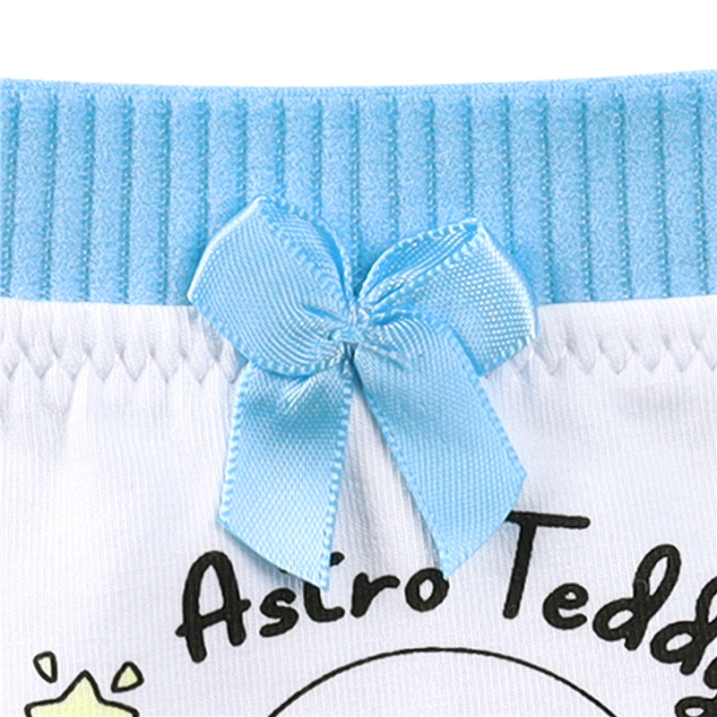 LittleForBig女子綿パンティー【ベビー宇宙員】蝶結び 下着 3枚セット 青 UP221-S301