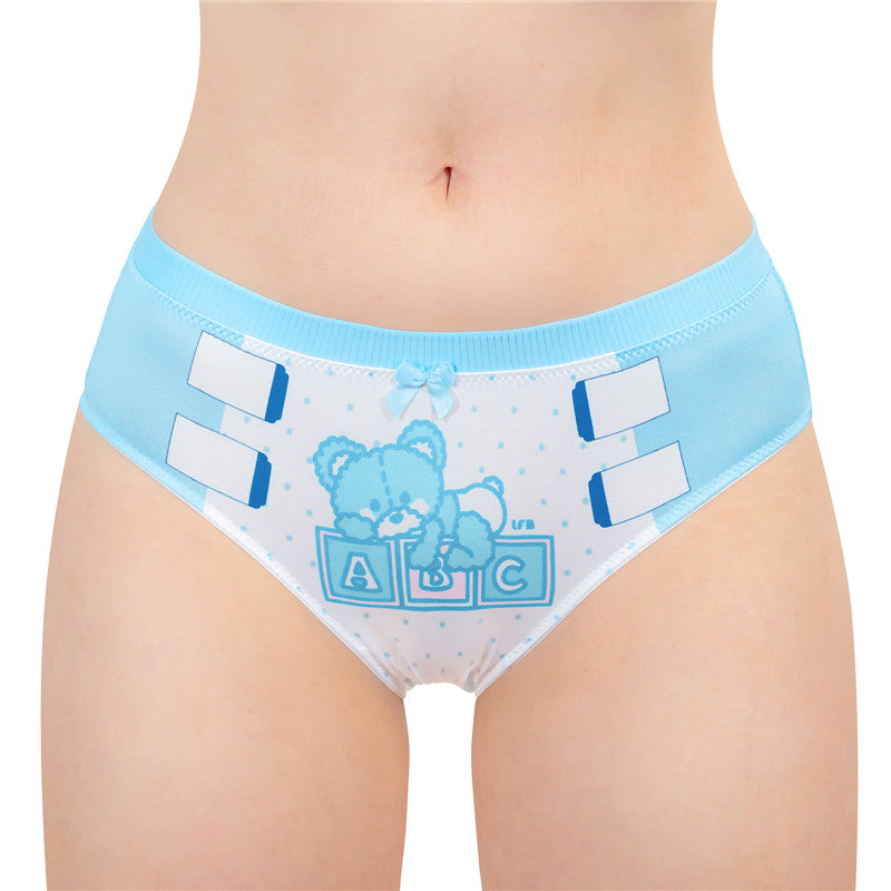 LittleForBigレディースシルキーパンティー【ふわふわ テディパンツ】 蝶結び 下着 快適フィット ブルー UP228B