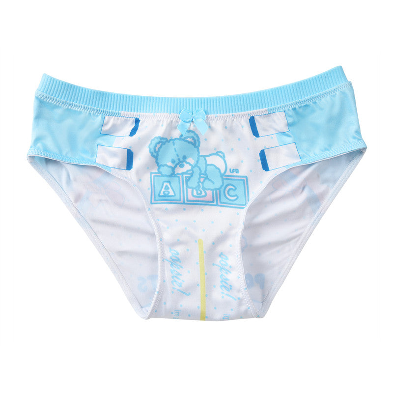 LittleForBigレディースシルキーパンティー【ふわふわ テディパンツ】 蝶結び 下着 快適フィット ブルー UP228B