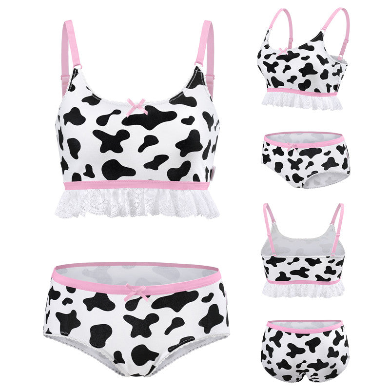 LittleForBigランジェリー2点セット【牛乳を飲め】 黒白 UT243