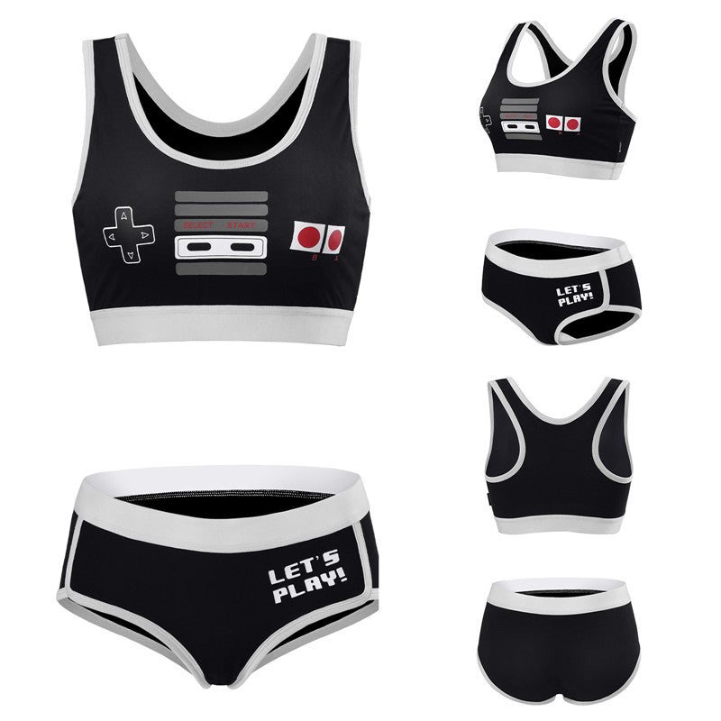 LittleForBig女子ブラレット2点セット【ゲーマーガール】上下セット 黒UT246