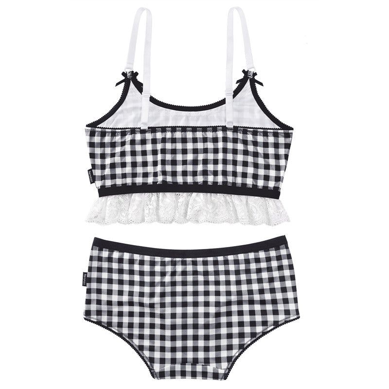 LittleForBig 女子ブラレットセット【ギンガムロリータ】スベスベシルキー触感 UT256