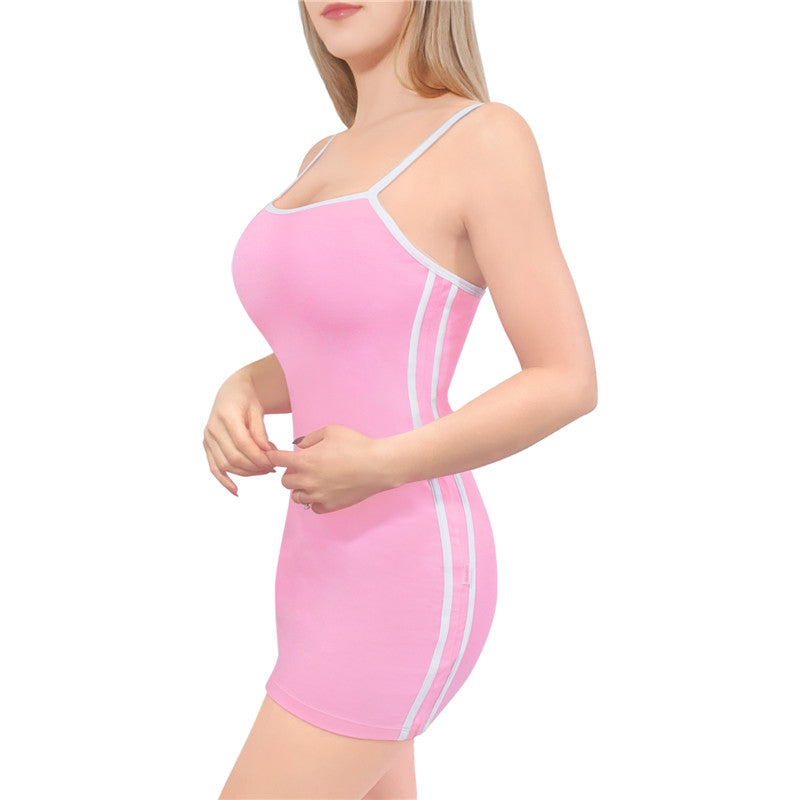 LittleForBig女子キャミソールスカート【サイドストライプ】ボディコンミニドレス LB-315