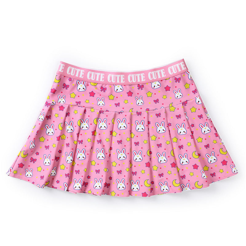 Littleforbig女子ドレス【うさぎ月柄】ミニスカート 344P