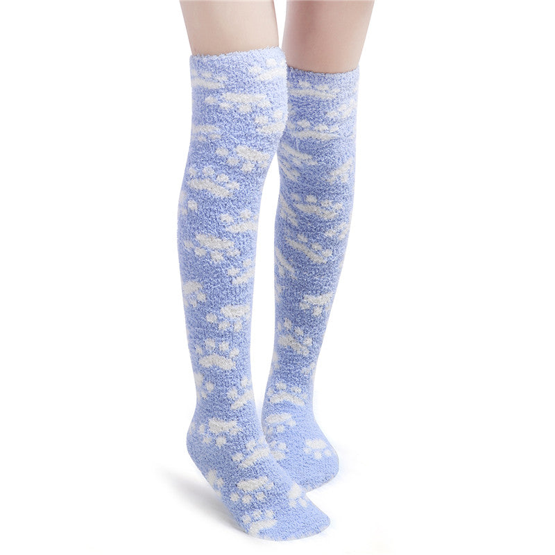 LittleForBigサンゴストッキング 2足入【猫の足迹柄】SL605