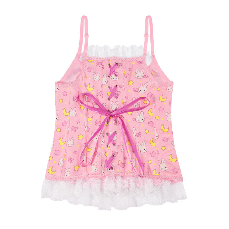 LittleForBig女子コルセットトップ【うさぎ柄】宮廷レース UC204