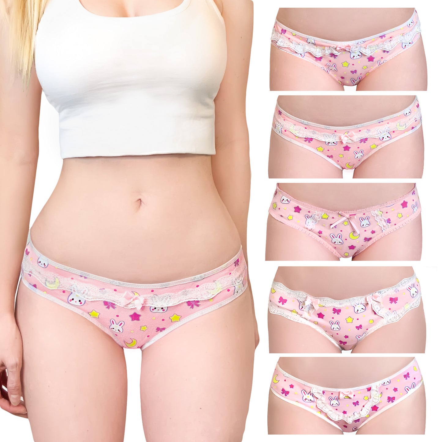 LittleForBigレディース パンティー 5枚セット【うさぎ月柄】UP201-S552