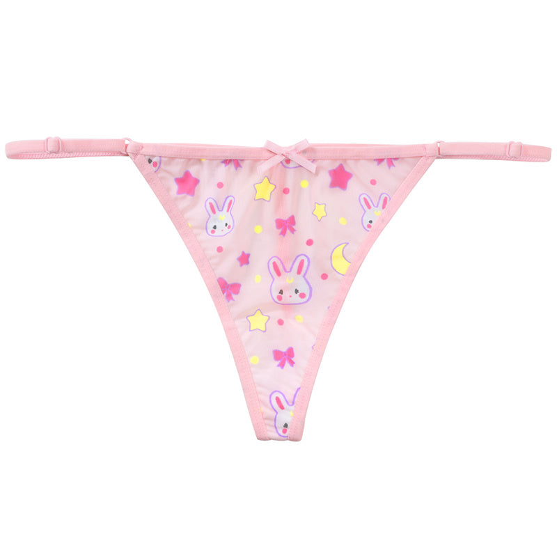 Littleforbig女子ランジェリー2点セット【うさぎ月】メッシュタンクトップとTバック UT237P