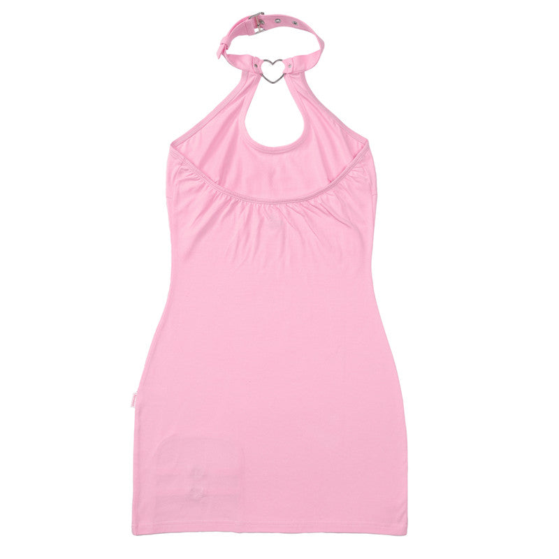 LittleForBig女子ワンピースドレス 立ち襟【 ハート型な飾り】バックレス PC-311P