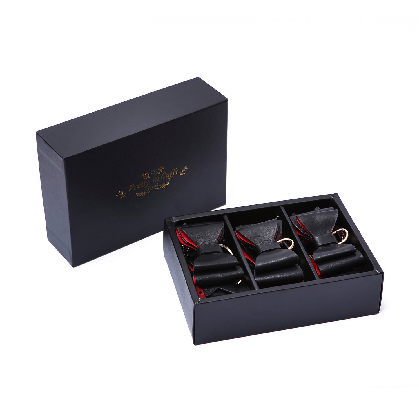 BDSMグッズ 柔軟なラム革ベルト【蝶結び】足枷 手枷 首輪カフス 豪華10点セット 調節可能 【黒・赤・金】