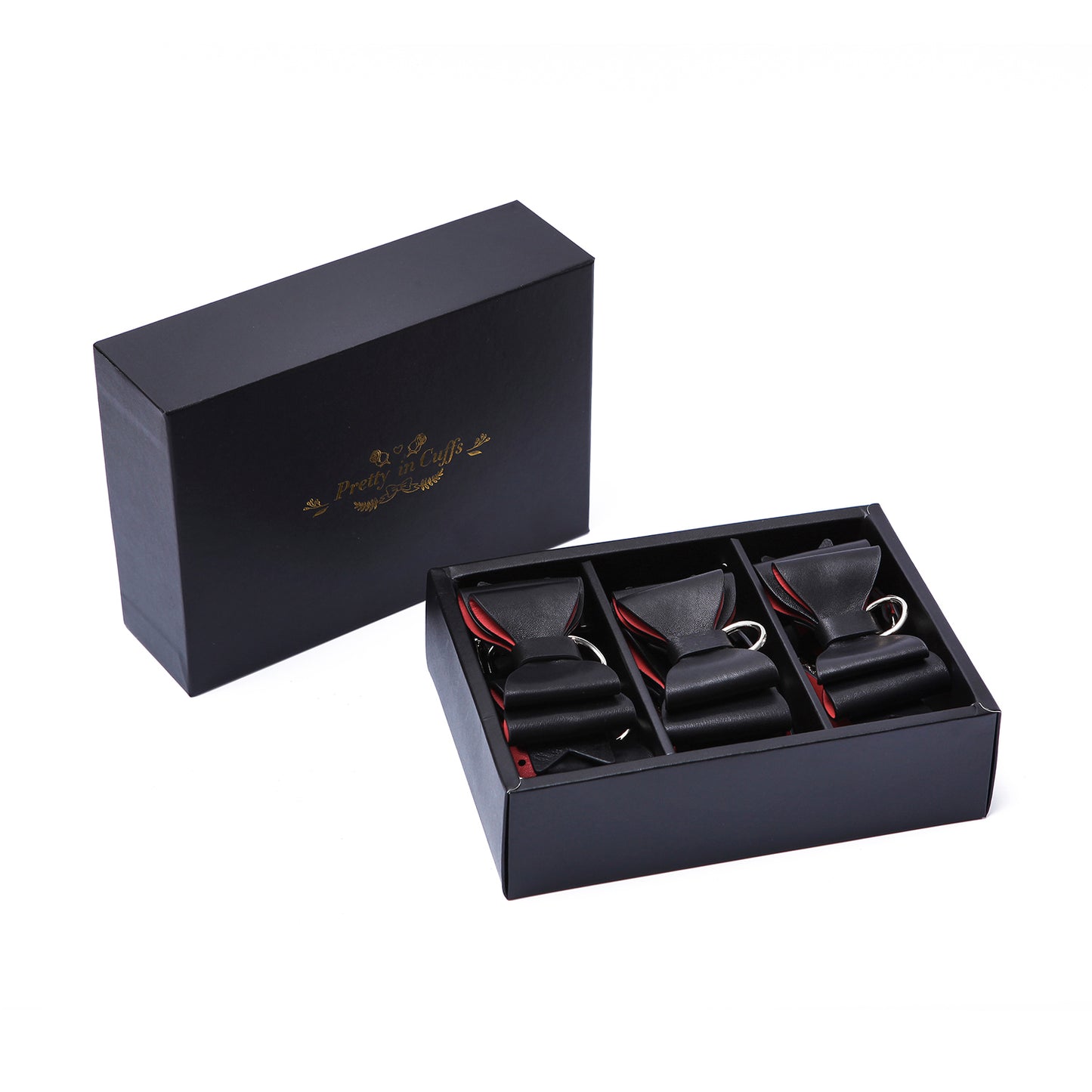 BDSMグッズ 柔軟なラム革ベルト【蝶結び】足枷 手枷 首輪カフス 豪華10点セット 調節可能【黒・赤・銀】