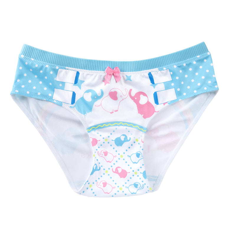 LittleForBigレディースシルキーパンティー【象ちゃん】テーマプリント 蝶結び 下着 快適フィット ブルー UP230B