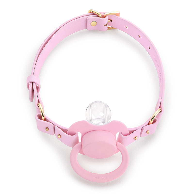 LittleForBig大人用おしゃぶり＆ギャグ2点セット【おしゃぶりチョーカー】調整可能なレザーストラップ 第2代おしゃぶり向け シリコンニップル DIY可能  GS001