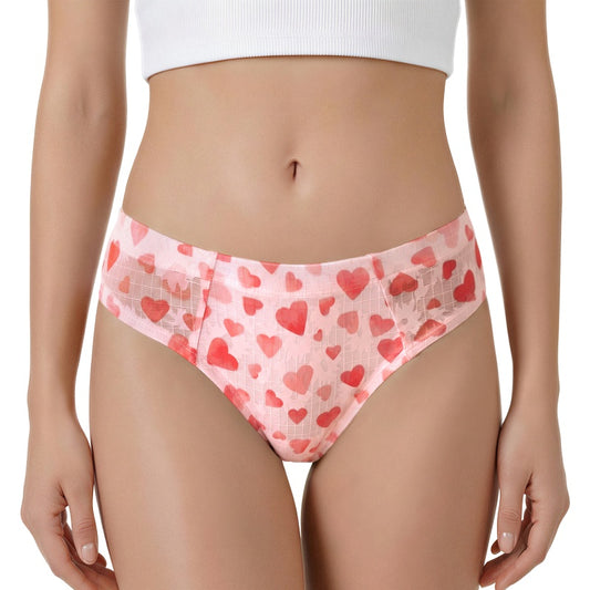 LittleForBigメンズ Tバックパンティー タッキングギャフ ブラジリアンチーキー【ハート柄】下着 シェイプブリーフ スムース柔軟メッシュ ピンク MUP530-C04