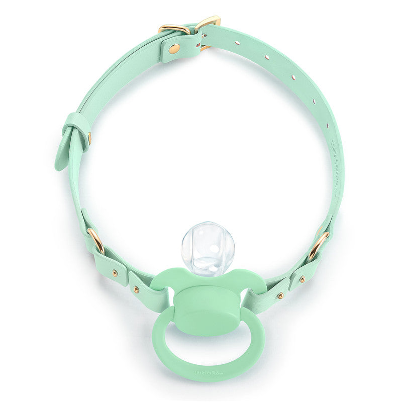 LittleForBig大人用おしゃぶり＆ギャグ2点セット【おしゃぶりチョーカー】調整可能なレザーストラップ 第2代おしゃぶり向け シリコンニップル DIY可能  GS001