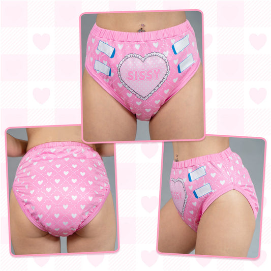 LittleForBig大人用シルキー単体で使えるトレーニングパンツ 大人用布おむつパンツ【照れくさいシシー】吸収・防漏・通気性 シルキー素材 介護 洗濯可 ピンク MDC328P
