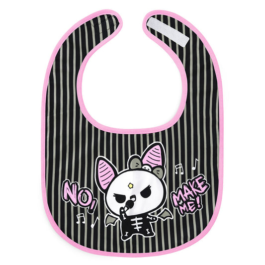 LittleForBig大人ビブ よだれかけ 可愛いエプロン【シルキー+防水シート】ハロウィン風 いたずらなベラちゃんの音楽家柄 大人用スタイ 調整可 黒とピンク B38P