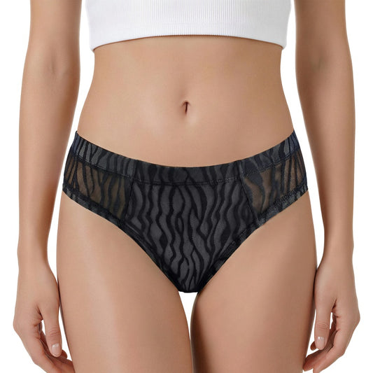 LittleForBigメンズ Tバックパンティー タッキングギャフ ブラジリアンチーキー【黒タイガー柄】下着 シェイプブリーフ スムース柔軟メッシュ 黒 MUP530-C07