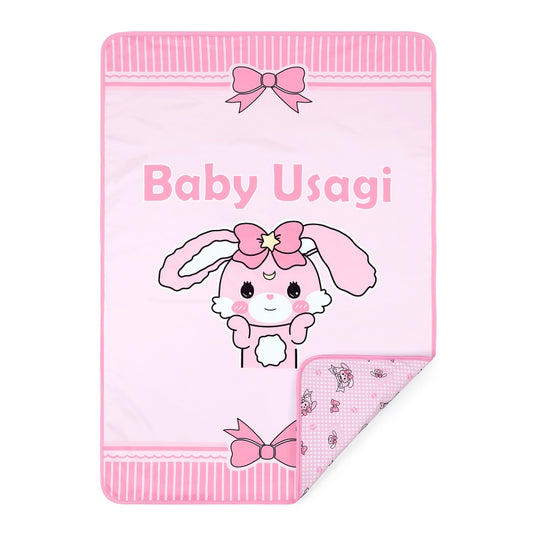 LittleForBig大人用おむつ替えマット 洗える防水マット 3層吸水構造 リバーシブル うさぎ柄 やわらかフリース&PUL 73×105cm 快適・安心設計 両面別柄 DD001P