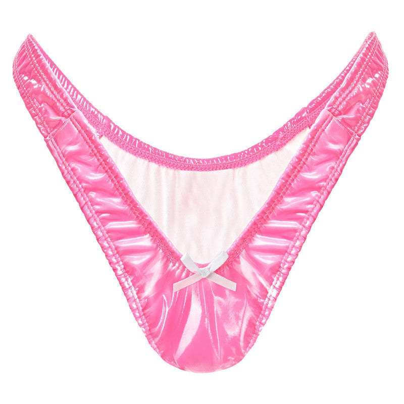 LittleForBigメンズショーツ シークレットTバック ミラーフェイクレザー スムース ピンク MUP534P