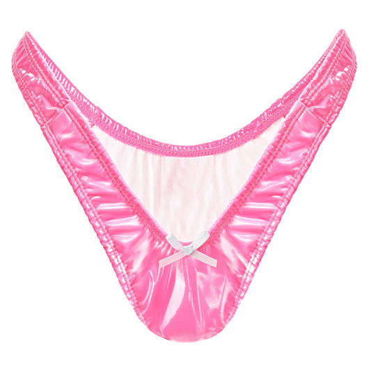 LittleForBigメンズショーツ シークレットTバック ミラーフェイクレザー スムース ピンク MUP534P