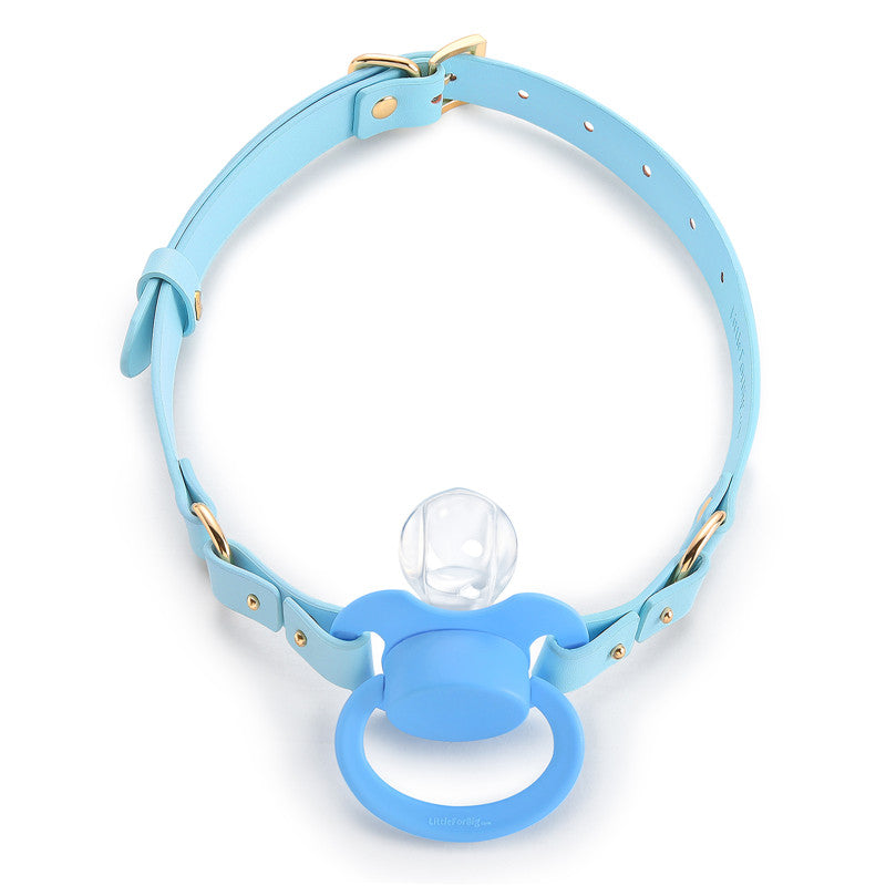 LittleForBig大人用おしゃぶり＆ギャグ2点セット【おしゃぶりチョーカー】調整可能なレザーストラップ 第2代おしゃぶり向け シリコンニップル DIY可能  GS001