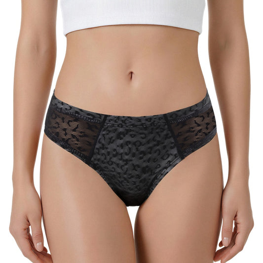 LittleForBigメンズ Tバックパンティー タッキングギャフ ブラジリアンチーキー【レオパ一ド柄】下着 シェイプブリーフ スムース柔軟メッシュ 黒 MUP530-C02