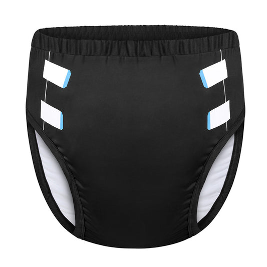 LittleForBig大人用シルキー単体で使えるトレーニングパンツ【無地】吸収・防漏・通気性 ストレッチウェストで快適 洗濯可 黒 DC309H