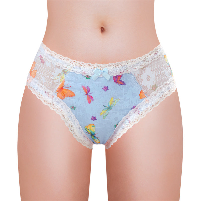 LittleForBigメンズ パンティー 体型カバー【ひらひら舞う蝶々】メッシュタッキングガフパンティー ブリーフ ブルー MUP517B1