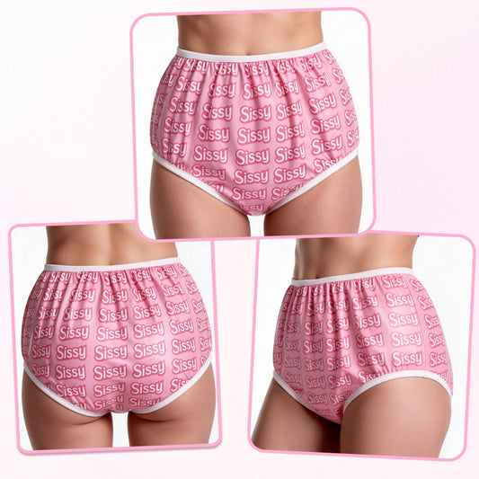 LittleForBig大人用TPU製おむつカバー プルオン式パンツ【シシー総柄】漏れ防止 超ハイライズ ストレッチウエストと裾 プラスチック 通気性 洗濯可能 繰り返し使える ピンク MDC511P