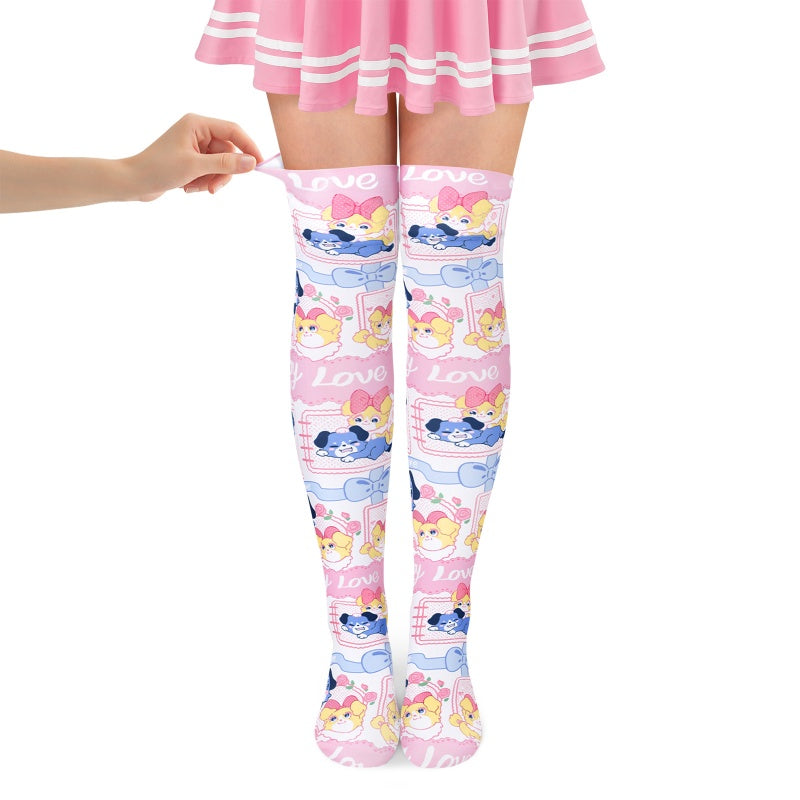 LittleForBigニーハイストッキング オーバーニー サイハイ 靴下【あおちゃんの恋物語】テーマ シルキーハイソックス ストレッチ ピンク SL21P