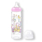LittleForBig大人用哺乳びん【夢の国の小さな妖精たち】防塵蓋付き 大容量450mL 引き換え可能なシリコーンニップル 大人向けグラス哺乳瓶 ピンク BTL09