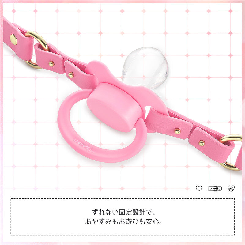 LittleForBig大人用おしゃぶり＆ギャグ2点セット【おしゃぶりチョーカー】調整可能なレザーストラップ 第2代おしゃぶり向け シリコンニップル DIY可能  GS001