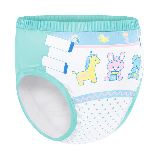 LittleForBig大人用シルキー単体で使えるトレーニングパンツ【遊園地】テーマプリント ストレッチウェストで快適 吸収・防漏・通気性 洗濯可 緑 DC313V