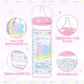 LittleForBig大人用哺乳びん 大容量450mL ガラス製哺乳瓶【眠っているウサギとベアちゃん】防塵蓋付 交換可能シリコーンニップル 広口設計 BPA・ラテックスフリー 高耐久 X字型の飲み口 ピンク BTL12