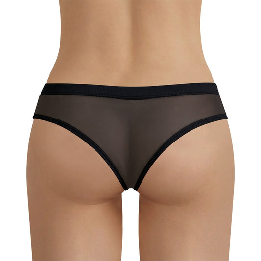 LittleForBigメンズ シルキーTバックパンティー【無地】キャメルつま先隠し ブラジリアン風チーキー メッシュ下着 タッキングガフパンティー ストレッチウエスト インナー 柔らか 黒 MUP545H
