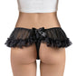 LittleForBigメンズ Tバックパンティー レーススカート風 下着 レースとリポン飾り フェイクスカートデザイン チュール ローライズ 黒 MUP542H