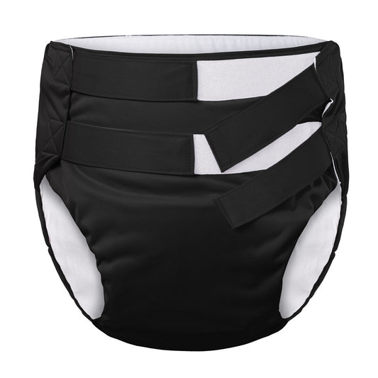 LittleForBig大人 単体で使えるトレーニングパンツ 面ファスナー式調節可能なウェスト【無地】2本取り面ファスナー 吸収・防漏・通気性 洗濯可 黒 DC327H