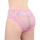 LittleForBigメンズ綿パンティー リボンとレース飾り【おやすみうさぎ】体型カバー タッキングガフパンティー バックのカットアウトとメッシュ ピンク MUP538P