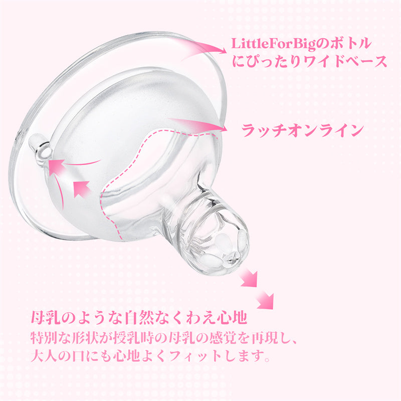 LittleForBig大人哺乳びん用ニップル３個セット【螺旋溝付き/テクスチャー表面/リップシールド付き】アソートセット 大人用引換乳首シリコンおしゃぶり LittleForBigボトル対応 BTN05-S301