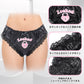 LittleForBigユニセックスパンティー サテン光沢レース素材【ロマンチックなハート型錠】フリル裾デザイン 前リボン装飾 ヒップシャーリングシワ加工 ストレッチウエストゴム 黒 MUP536H