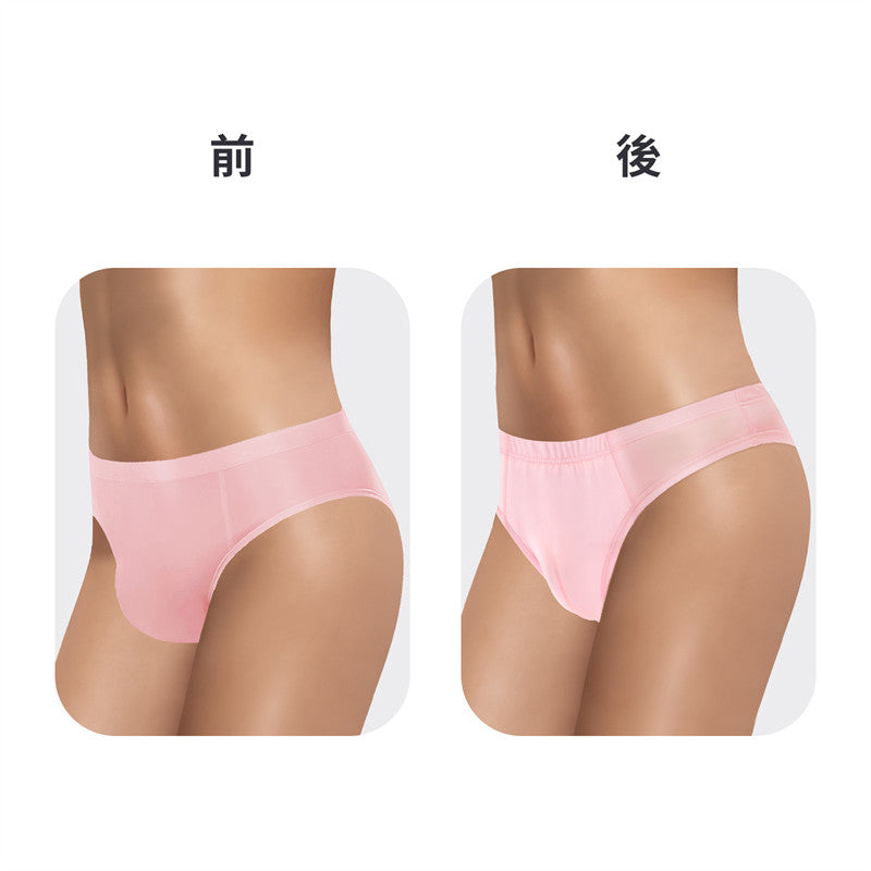 LittleForBigメンズ シルキーTバックパンティー【無地】キャメルつま先隠し ブラジリアン風チーキー タッキングガフパンティー メッシュ下着 通気性 ローズ MUP545P