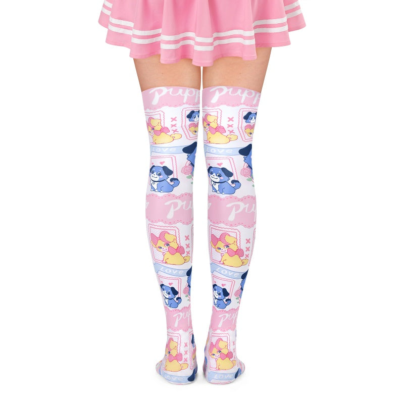 LittleForBigニーハイストッキング オーバーニー サイハイ 靴下【あおちゃんの恋物語】テーマ シルキーハイソックス ストレッチ ピンク SL21P