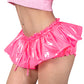 LittleForBigレディース 超ミニブルマースカート【お姫様風】光沢フェイクレザー フリルとリボン飾り ドレス 伸縮性のあるウエストバンドと裾 パンツスカート ピンク 349P